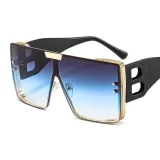Fashion Large Frame B Letters Sunglasses Women 2023 Luxury Brand Retro Square Metal Sun Glasses Men Fashion Gradient Shades Lady