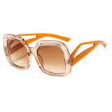 Unique Cream Oversized Sunglasses Women 2023 New Vintage Brand Designer Cut Out Big Frame Square Sun Glasses 70s Playful Eyewear