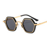 Retro Punk Hip Hop New Sunglasses Personality Small Frame Multilateral Metal Mixed Men's Women Fashion Sunglasses