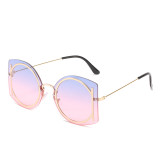 Vintage Frameless Personality Round Women Sunglasses 2023 New Fashion Luxury Sun Glasses Men Big Frames Retro Oversized Shades