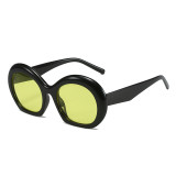 Oversized Round Irregular Women Fashion Sunglasses 2023 Luxury Brand Designer Half Thick Frame Sun Glasses Men Retro Oval Shades