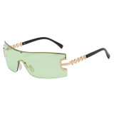 2023 New fashion rimless sunglasses men and women classic square shades uv400 y2k lentes de sol wholesale custom logo