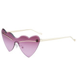 Fashion Love Heart Style Hip Hop Sunglasses for Women  Metal Frame Rimless Cut Edge Personality Sun Glasses UV400 Protection