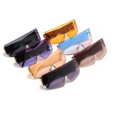 2023 Luxury Brand One Piece Oversized Sunglasses Women Vintage Arched Square Sun Glasses Men Wide Leg Rimless Hip Hop Eyewear