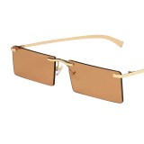 2023 Small Rimless Rectangle Black Sunglasses For Women Vintage Ultralight Alloy Gradient Sun Glasses Men Retro Hip Hop Shades