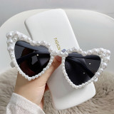 Baolingshop large frame love pearl sunglasses, female beach heart sunglasses, shades