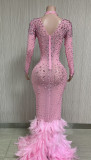 Baolingshop Shiny Diamonds Pink Maternity Dress