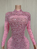 Baolingshop Shiny Diamonds Pink Maternity Dress