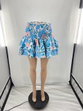Trendy Women Clothes Fashion Print Ruffle Floral Mini Skirt
