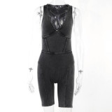 New Designs 2023 Fashion Ladies Slim Tights Playsuit Casual Women Knitted Mini Shorts Jumpsuits