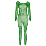 Women Clothes 2023 Seamless Fabric See Through Lady Jumpsuit Night Club Party Women Sexy Jumpsuit