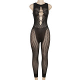 Wholesale 2023 Women Summer Jumpsuits Sexy Trend Sleeveless One Piece See Through Jumpsuit Sexy Hollow Out Women Mesh Jumpsuit