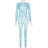Women Clothes 2023 Seamless Fabric See Through Lady Jumpsuit Night Club Party Women Sexy Jumpsuit