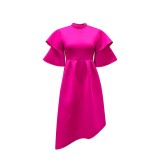 D230 Women's 2023 Summer New Double Layer Ruffle Sleeve Solid Color  Dress Dresses Party Dinner Dress