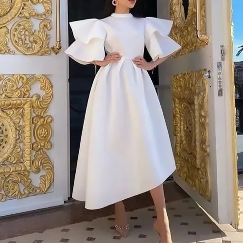 D230 Women's 2023 Summer New Double Layer Ruffle Sleeve Solid Color  Dress Dresses Party Dinner Dress