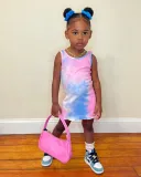 2023 summer new children's crewneck top dress tie-dye dress Suspender dress girl suit