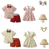 2023 Summer Fashion Boy and Girl Matching Outfit Kids Boys Gentleman Clothing Sets Suits Toddler Girls Casual Dresses