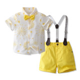 Cotton Floral T Shirt Shorts Suits Baby Summers Wears Beach Boys Wedding Dresses Toddler Boys Summer Clothing Sets