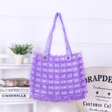 2022 Wholesale New Women Square Check Beach Bag PVC Handbag Basket Large Inflation Tote Handbags Bolso Beach Bogg Bag Handbag