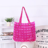 2022 Wholesale New Women Square Check Beach Bag PVC Handbag Basket Large Inflation Tote Handbags Bolso Beach Bogg Bag Handbag