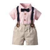 Factory Wholesale Price Kids Toddler Baby Boy Outfits Suit Bow Summer Formal Wedding Party Clothes Set