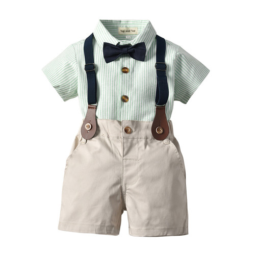 Factory Wholesale Price Kids Toddler Baby Boy Outfits Suit Bow Summer Formal Wedding Party Clothes Set
