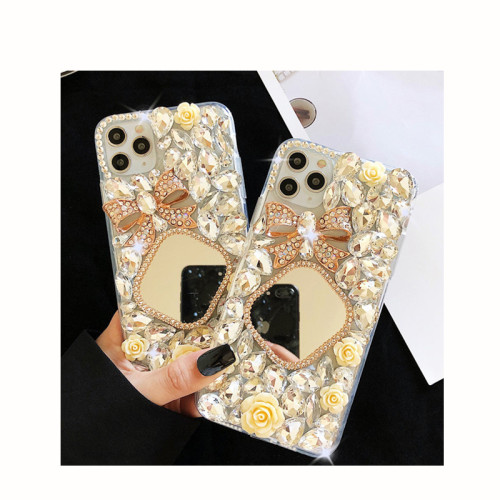 2023 New Shiny Glitter Diamond Mirror Phone Cases For iPhone 13 14 Pro Max 7 8 Plus Bling Crystal Makeup TPU Back Cover