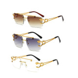 8634 Leopard Head Frame Designer Eyeglasses Unisex Rimless Sunglasses Men&Women Eye Sun Glasses Custom Logo