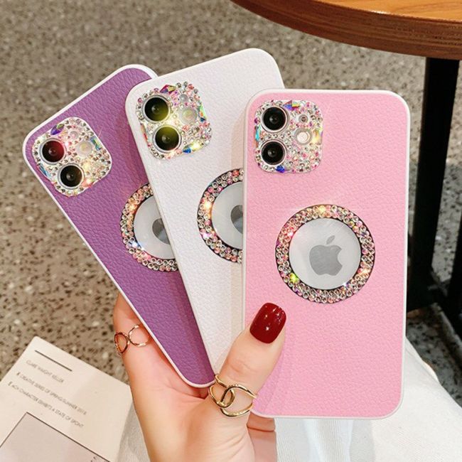 Camera Lens Diamond Crystal Bling Glitter Luxury Leather Soft Phone Case For iPhone 13 14 Pro Max 12 11 X S XR 7 8 Plus SE