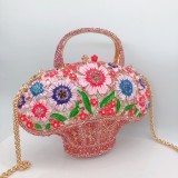 Factory Wholesale Floral Basket Crystal Clutch Women Party Luxury Wallet Ladies Rhinestone Wedding Purse Flower Evening Bags
