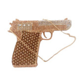 Shape Gun Clutch Brand Designer Chain Shoulder Handbag Toiletry Purse Wedding Evening Sparkly Rhinestone Cocktail Banquet Wallet