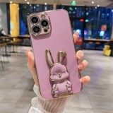 For iPhone 14 13 12 Pro Max XS Max XR 7 8 Plus Fashion Luxury Plating Phone Case With Cute Cartoon Rabbit Mobile Phone Holder