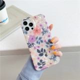 Fashion Retro Style Flowers Floral Phone Cases For iPhone 13 14 Pro Max XS Soft Seashell Crystal Back Cover For Samsuang S21
