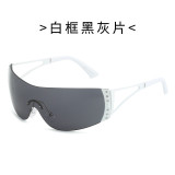 Large frame men and women's new rimless Y2K one-piece Fashion Sports Mirror, the trend of the future wind sunglasses