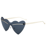 Luxury Rimless Punk Heart Sunglasses New Women Men Brand Designer One Piece Sun Glasses Lady Trends Punk Black Tea Eyewear UV400