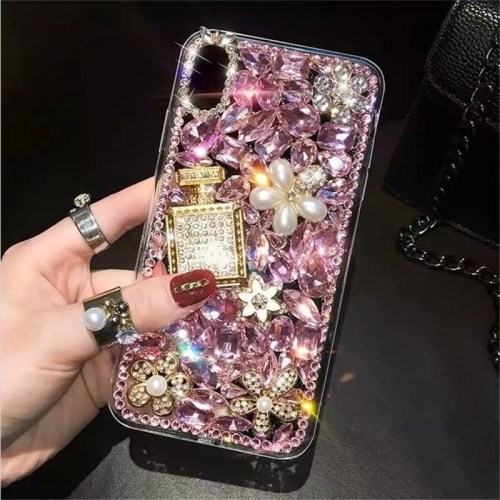 Luxury 3D Bling Glitter Rhinestone Diamond Phone Cases For iPhone 12 13 14 Pro Max XR Perfume Bottle Soft TPU Shockproof Cover