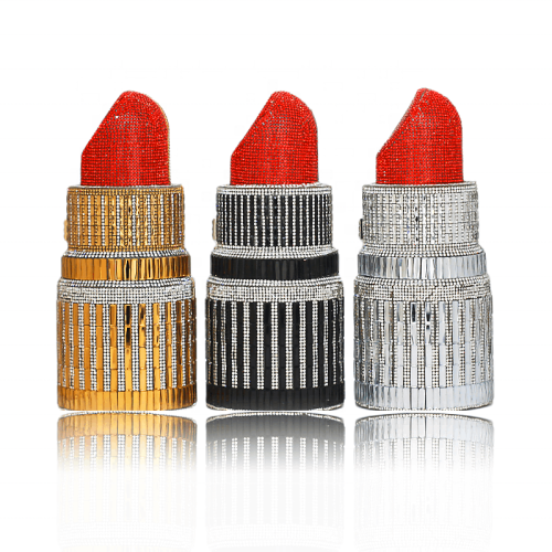 Large Red Lipstick Rhinestone Evening Clutch Purses For Women