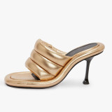 Summer Elegant Design Women Slides Mules Stiletto Heel Peep Toe Outdoor Women High heels Light Weight Color Matching Sandals