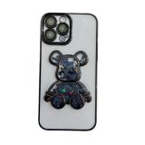 3D Electroplate Quick-sand Bear Transparent Phone Case For iPhone 14Pro 13 12promax 11 XS XR Cute Cartoon Phone Case Cover