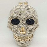 Luxury novelty party women bag bling silver crystal rhinestone skull head clutch purse evening handbag