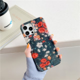 Fashion Retro Style Flowers Floral Phone Cases For iPhone 13 14 Pro Max XS Soft Seashell Crystal Back Cover For Samsuang S21