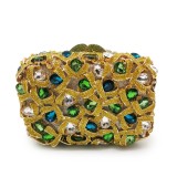 New Green Rhinestone Clutch Shoulder Bag Women Crystal Party Wallet Fashion Lady Evening Party Purse Makeup Minaudiere