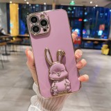 For iPhone 14 13 12 Pro Max XS Max XR 7 8 Plus Fashion Luxury Plating Phone Case With Cute Cartoon Rabbit Mobile Phone Holder
