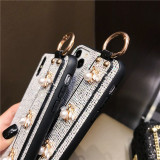 Fashion 3D Bee Bling Glitter Wristband Girl Phone Cases For iPhone 13 14 Pro Max XR 7 8 Plus Women Shockproof Back Cover