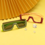 3802 Luxury Diamonds Rimless Children Sunglasses New Brand Designer Sun Glasses One Piece Child Kids Rhinestone Eyewear Shades