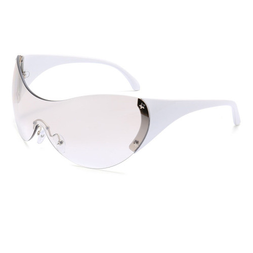 90935 Oversized Silver Punk Sunglasses New Women Men One Piece Y2k Sun Glasses Fashion Eyewear Brand Designer Shades Glasses