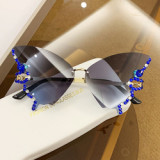 2023 Luxury Diamond Butterfly Sunglasses Women Brand y2k Vintage Rimless Oversized Sun Glasses Ladies Eyewear Gafas de Sol