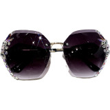 Fashion Brand Design Sunglasses, Vintage Rimless Women Men Retro Cutting Lens Gradient Sun Glasses/