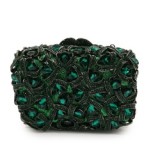 New Green Rhinestone Clutch Shoulder Bag Women Crystal Party Wallet Fashion Lady Evening Party Purse Makeup Minaudiere