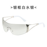 Large frame men and women's new rimless Y2K one-piece Fashion Sports Mirror, the trend of the future wind sunglasses